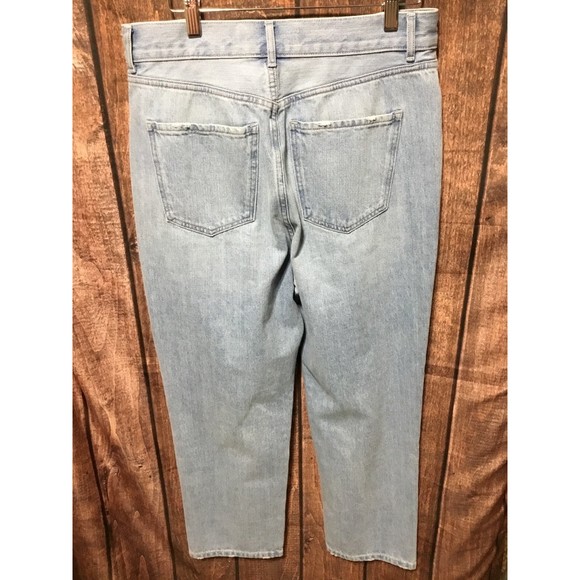 Express Super High Waisted Light Wash Ripped Straight Jeans Size 8 NWOT - Picture 5 of 10